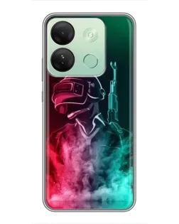 Чехол для Infinix Smart 7 HD с картинкой «PUBG — огненный воин»