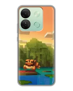 Чехол для Infinix Smart 7 HD с картинкой «Майнкрафт закат солнца»