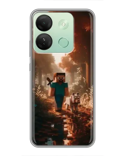 Чехол для Infinix Smart 7 HD с картинкой «Стив в лесу»