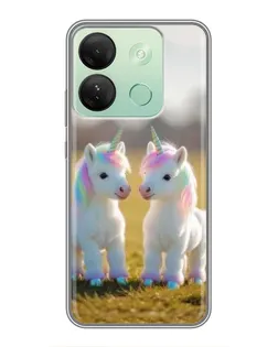 Чехол для Infinix Smart 7 HD с картинкой «Пара единорогов»