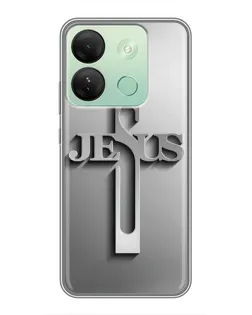 Чохол для Infinix Smart 7 HD з картинкою «Металевий хрест Jesus»