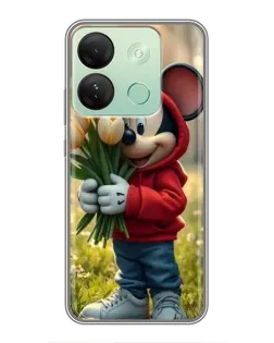 Чехол для Infinix Smart 7 HD с картинкой «Микки с тюльпанами»