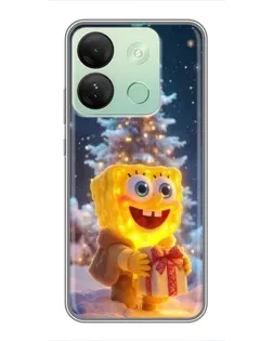 Чехол для Infinix Smart 7 HD с картинкой «Рождественский Спанч Боб»