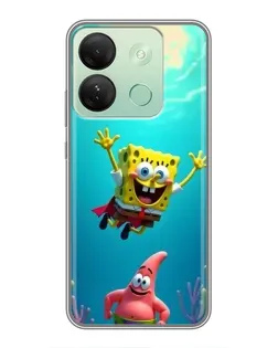 Чехол для Infinix Smart 7 HD с картинкой «Спанч Боб под водой»