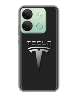Чехол для Infinix Smart 7 HD с картинкой «Стальной логотип Tesla»