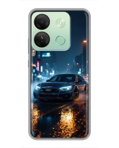 Чехол для Infinix Smart 7 HD с картинкой «Ночной город и Audi»