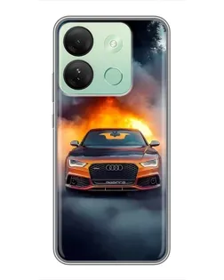 Чехол для Infinix Smart 7 HD с картинкой «Audi в огненном дыму»