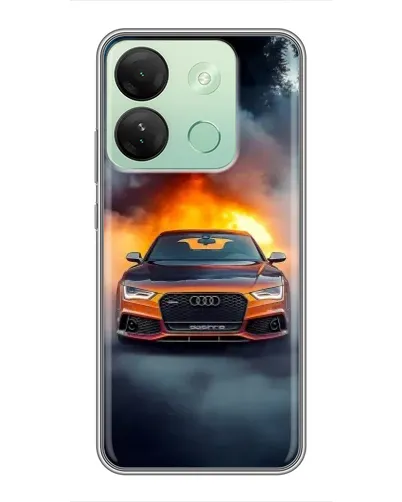Чехол для Infinix Smart 7 HD с картинкой «Audi в огненном дыму»