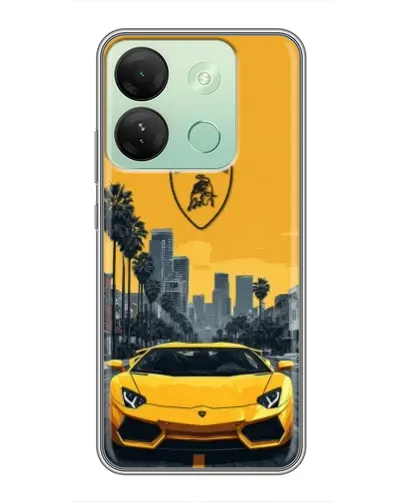 Чехол для Infinix Smart 7 HD с картинкой «Желтый Lamborghini город»