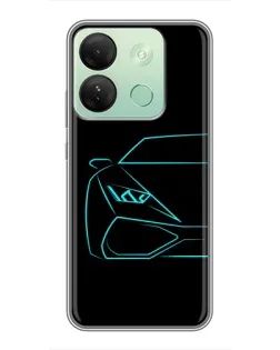 Чехол для Infinix Smart 7 HD с картинкой «Голубой силуэт Lamborghini»