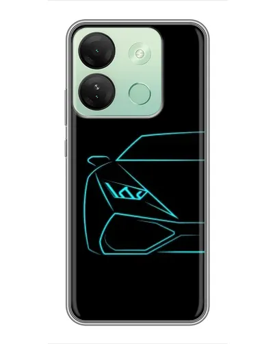 Чехол для Infinix Smart 7 HD с картинкой «Голубой силуэт Lamborghini»