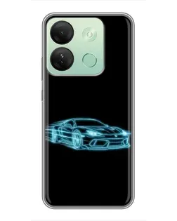 Чехол для Infinix Smart 7 HD с картинкой «Неоновый контур Lamborghini»