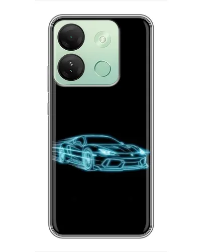Чехол для Infinix Smart 7 HD с картинкой «Неоновый контур Lamborghini»