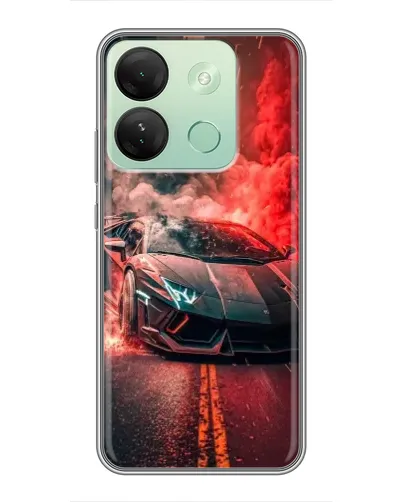 Чехол для Infinix Smart 7 HD с картинкой «Lamborghini красный дым»