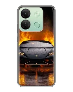 Чехол для Infinix Smart 7 HD с картинкой «Lamborghini в огне»