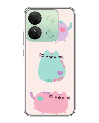 Чехол для Infinix Smart 7 HD с картинкой «Pusheen трио»