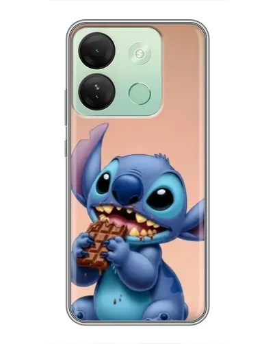 Чехол для Infinix Smart 7 HD с картинкой «Стич ест шоколад»