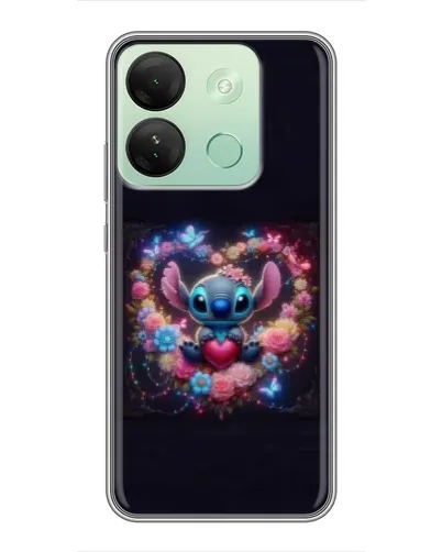 Чехол для Infinix Smart 7 HD с картинкой «Stitch в цветах»