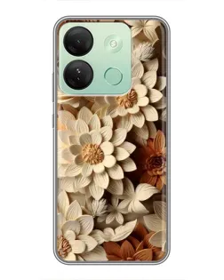 Чехол для Infinix Smart 7 HD с картинкой «Бежевый флористический декор»