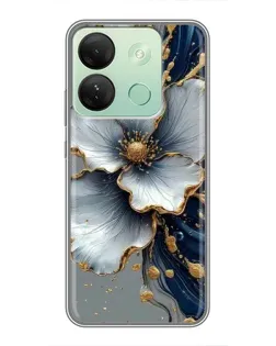 Чехол для Infinix Smart 7 HD с картинкой «Белый цветок и золотой флюид»