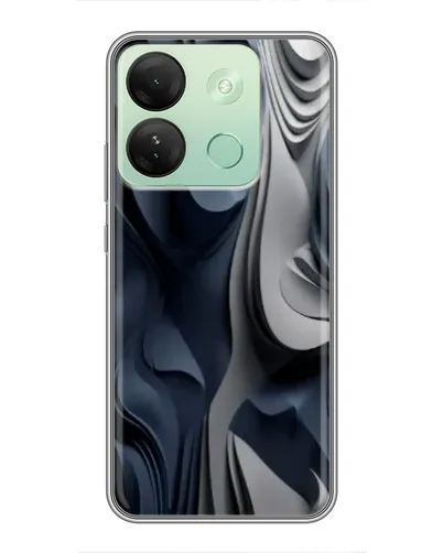 Чехол для Infinix Smart 7 HD с картинкой «Объемные синие складки»