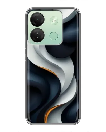 Чехол для Infinix Smart 7 HD с картинкой «Объемные черно-белые ленты»