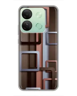 Чохол для Infinix Smart 7 HD з картинкою «Коричневі об'ємні квадрати»