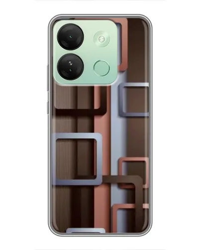 Чехол для Infinix Smart 7 HD с картинкой «Коричневые объемные квадраты»