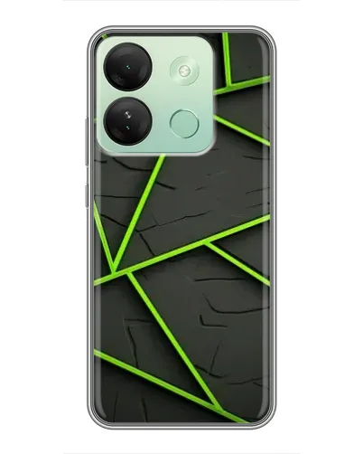 Чехол для Infinix Smart 7 HD с картинкой «Зеленые геометрические линии»