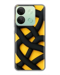 Чехол для Infinix Smart 7 HD с картинкой «Черное желтое переплетение»