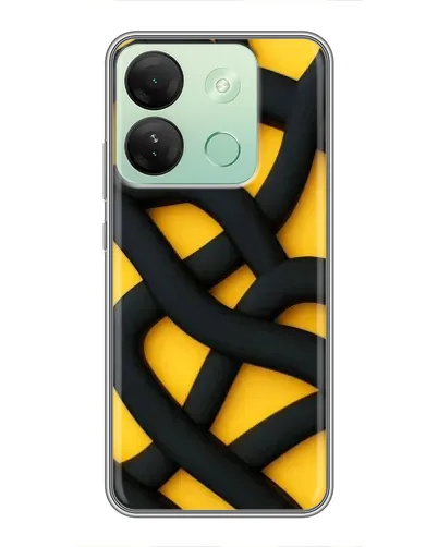 Чехол для Infinix Smart 7 HD с картинкой «Черное желтое переплетение»