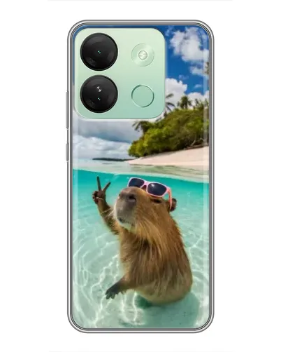Чехол для Infinix Smart 7 HD с картинкой «Капибара на море»