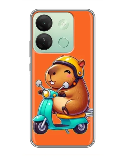 Чехол для Infinix Smart 7 HD с картинкой «Капибара на скутере»
