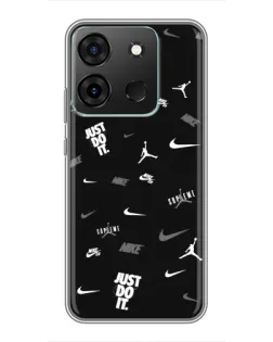Чехол для Infinix Smart 7 с картинкой «Nike Black Pattern»