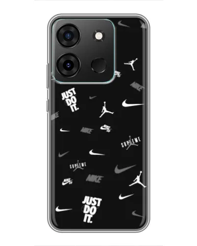 Чехол для Infinix Smart 7 с картинкой «Nike Black Pattern»
