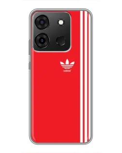 Чехол для Infinix Smart 7 с картинкой «Красный минимализм Adidas»