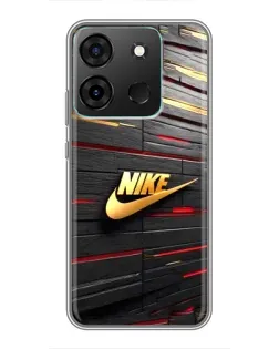 Чехол для Infinix Smart 7 с картинкой «Золотой Nike на металле»