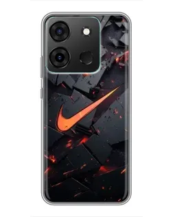 Чехол для Infinix Smart 7 с картинкой «Nike — эффект разломов»
