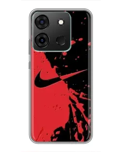 Чехол для Infinix Smart 7 с картинкой «Красные брызги Nike»