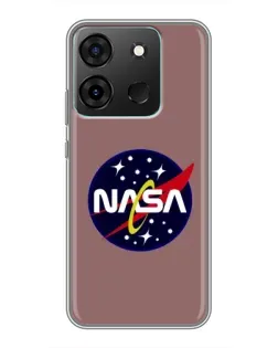 Чехол для Infinix Smart 7 с картинкой «NASA — ретро космос»
