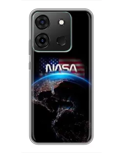 Чехол для Infinix Smart 7 с картинкой «Земля из космоса NASA»