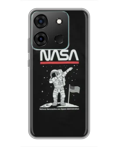 Чехол для Infinix Smart 7 с картинкой «NASA — шагаем по Луне»