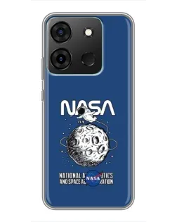 Чехол для Infinix Smart 7 с картинкой «NASA — лунная миссия»