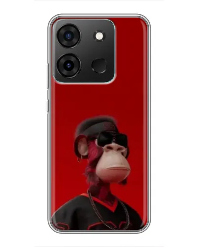 Чехол для Infinix Smart 7 с картинкой «Bored Ape в красном»