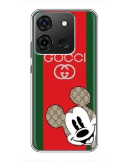 Чехол для Infinix Smart 7 с картинкой «Gucci — полосы и Микки»