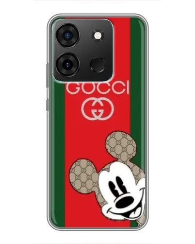 Чехол для Infinix Smart 7 с картинкой «Gucci — полосы и Микки»