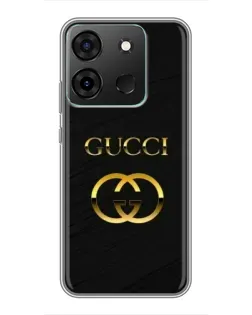 Чехол для Infinix Smart 7 с картинкой «Золотой логотип Gucci»