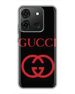 Чехол для Infinix Smart 7 с картинкой «Gucci — красный логотип»