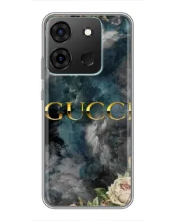 Чехол для Infinix Smart 7 с картинкой «Абстрактные цветы Gucci»