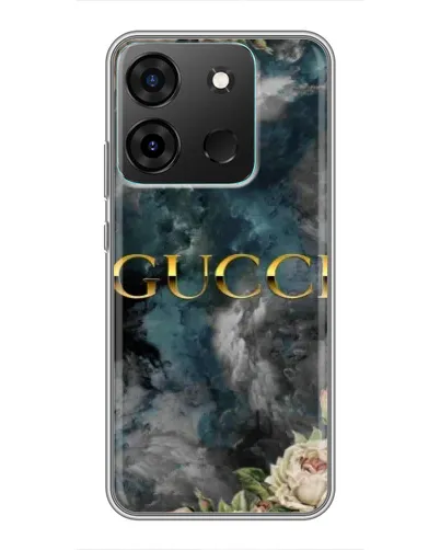 Чехол для Infinix Smart 7 с картинкой «Абстрактные цветы Gucci»